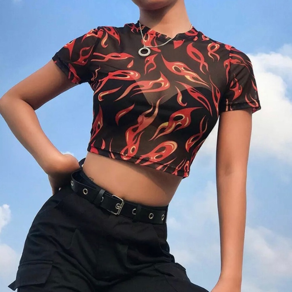 Flames 🔥 Mesh Crop Top